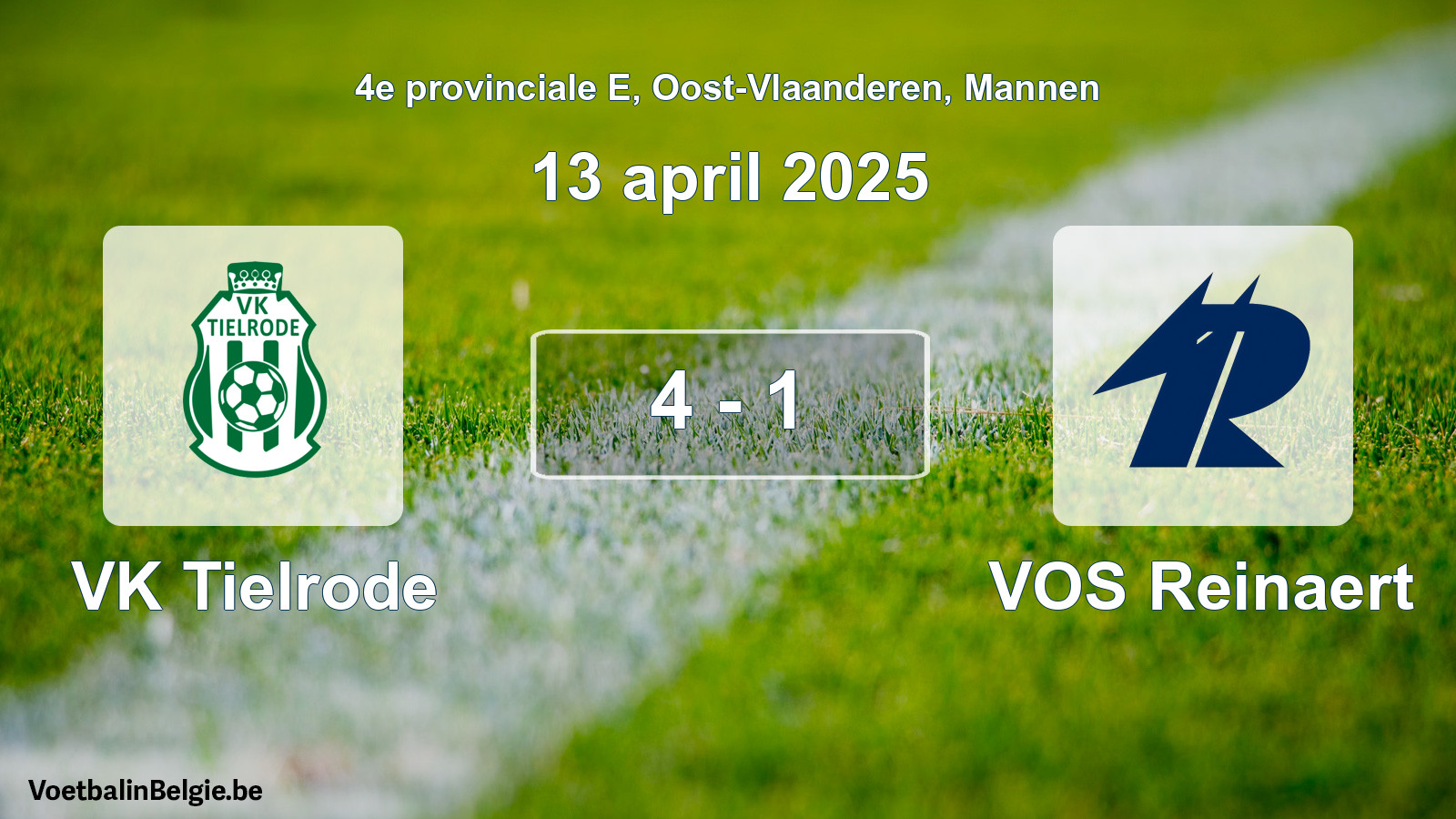 Gespeelde wedstrijd mannenvoetbal: VK Tielrode - VOS Reinaert 4 - 1 (13 april 2025)