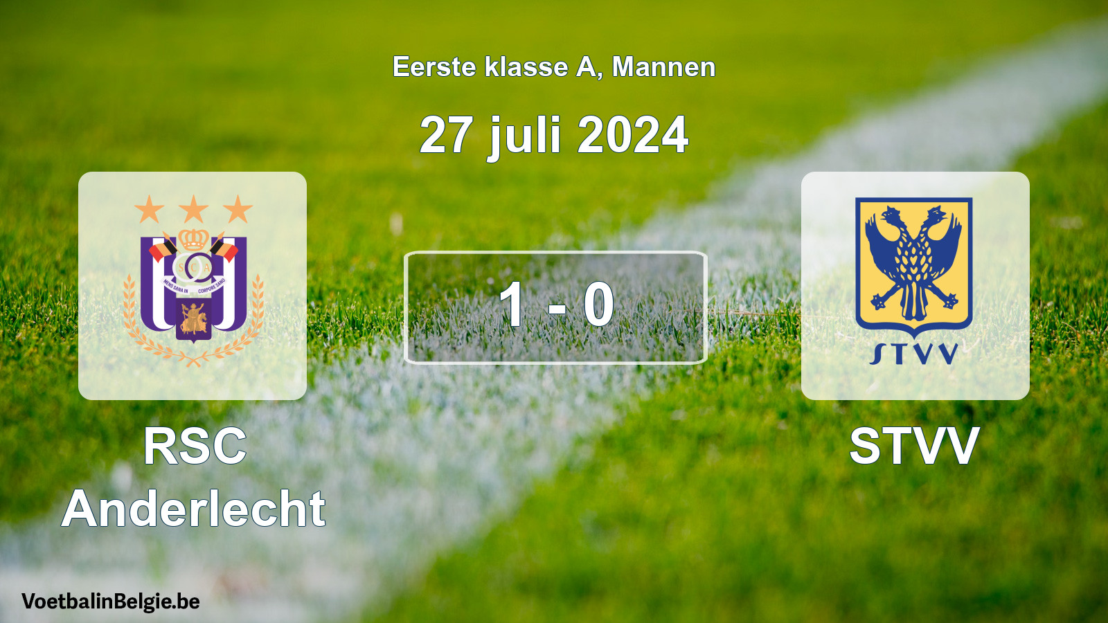 Match joué football hommes: RSC Anderlecht - STVV 1 - 0 (27 juillet 2024)