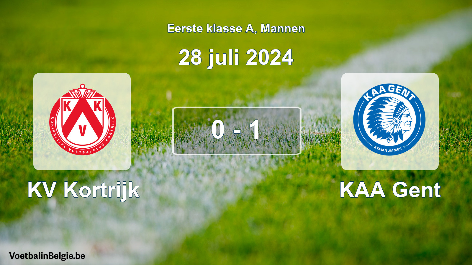 Gespeelde wedstrijd mannenvoetbal: KV Kortrijk - KAA Gent 0 - 1 (28 juli 2024)