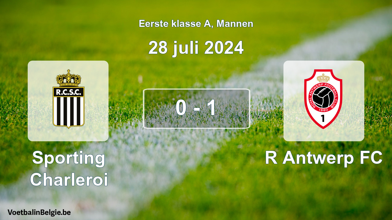Gespeelde wedstrijd mannenvoetbal: Sporting Charleroi - R Antwerp FC 0 - 1 (28 juli 2024)