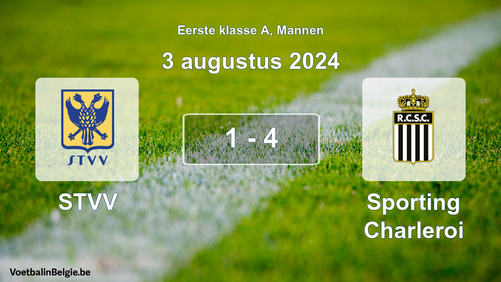 Gespeelde wedstrijd mannenvoetbal: STVV - Sporting Charleroi 1 - 4 (3 augustus 2024)
