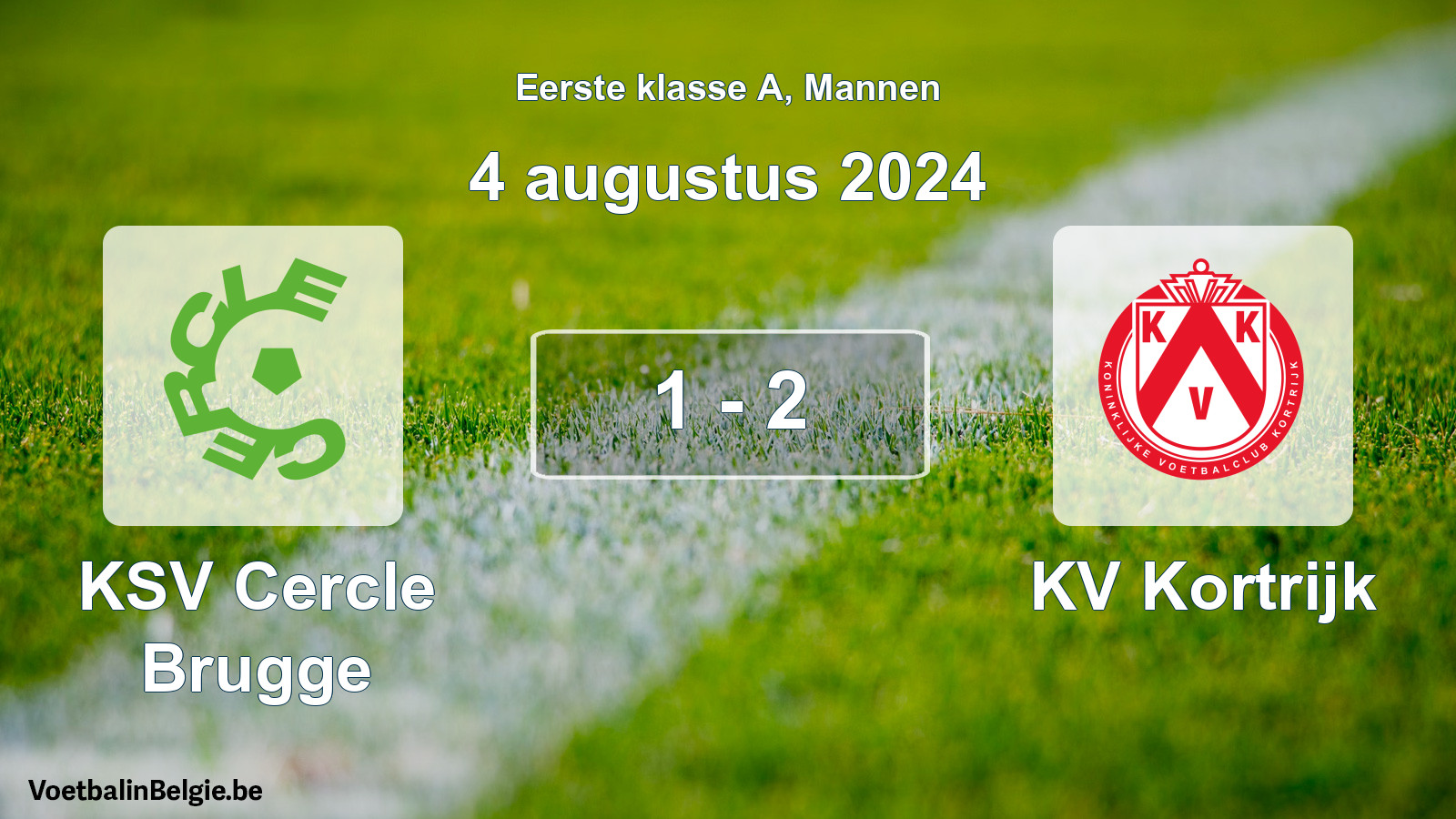 Gespeelde wedstrijd mannenvoetbal: KSV Cercle Brugge - KV Kortrijk 1 - 2 (4 augustus 2024)