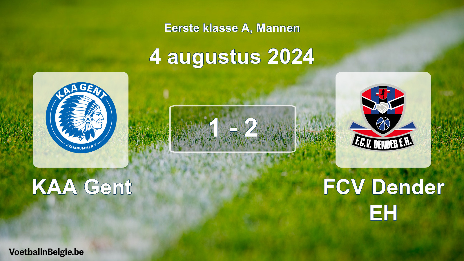 Gespeelde wedstrijd mannenvoetbal: KAA Gent - FCV Dender EH 1 - 2 (4 augustus 2024)