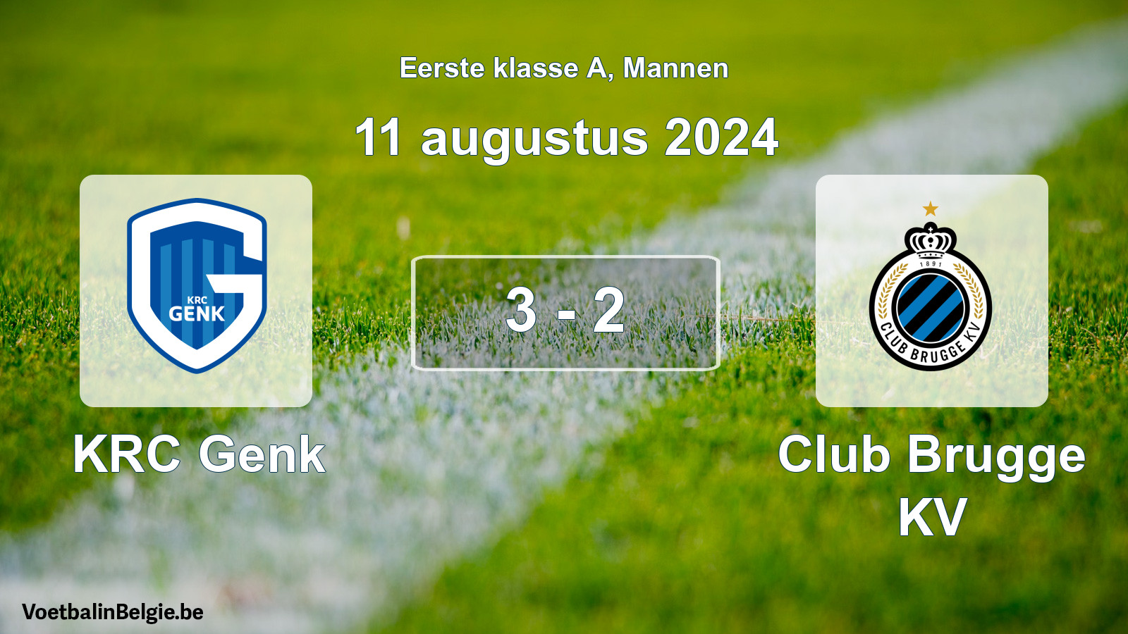 Gespeelde wedstrijd mannenvoetbal: KRC Genk - Club Brugge KV 3 - 2 (11 augustus 2024)