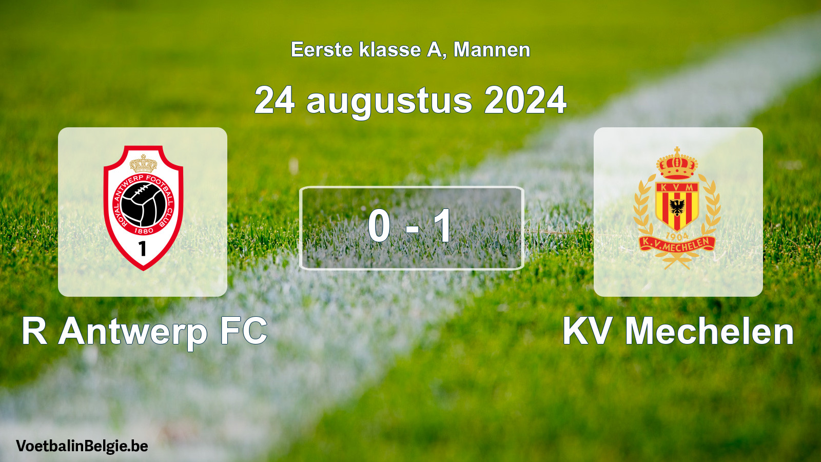 Gespeelde wedstrijd mannenvoetbal: R Antwerp FC - KV Mechelen 0 - 1 (24 augustus 2024)