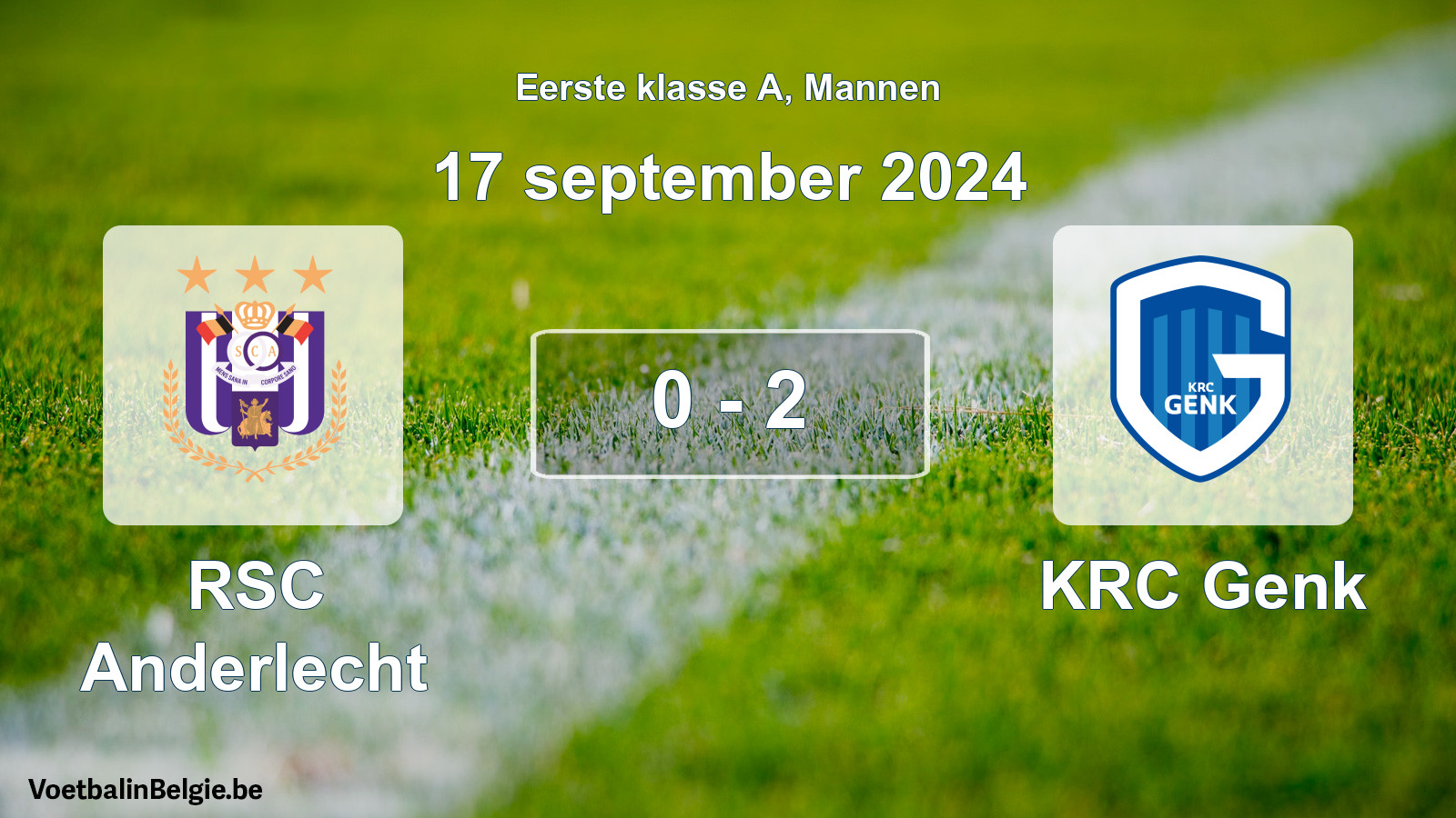 Gespeelde wedstrijd mannenvoetbal: RSC Anderlecht - KRC Genk 0 - 2 (17 september 2024)