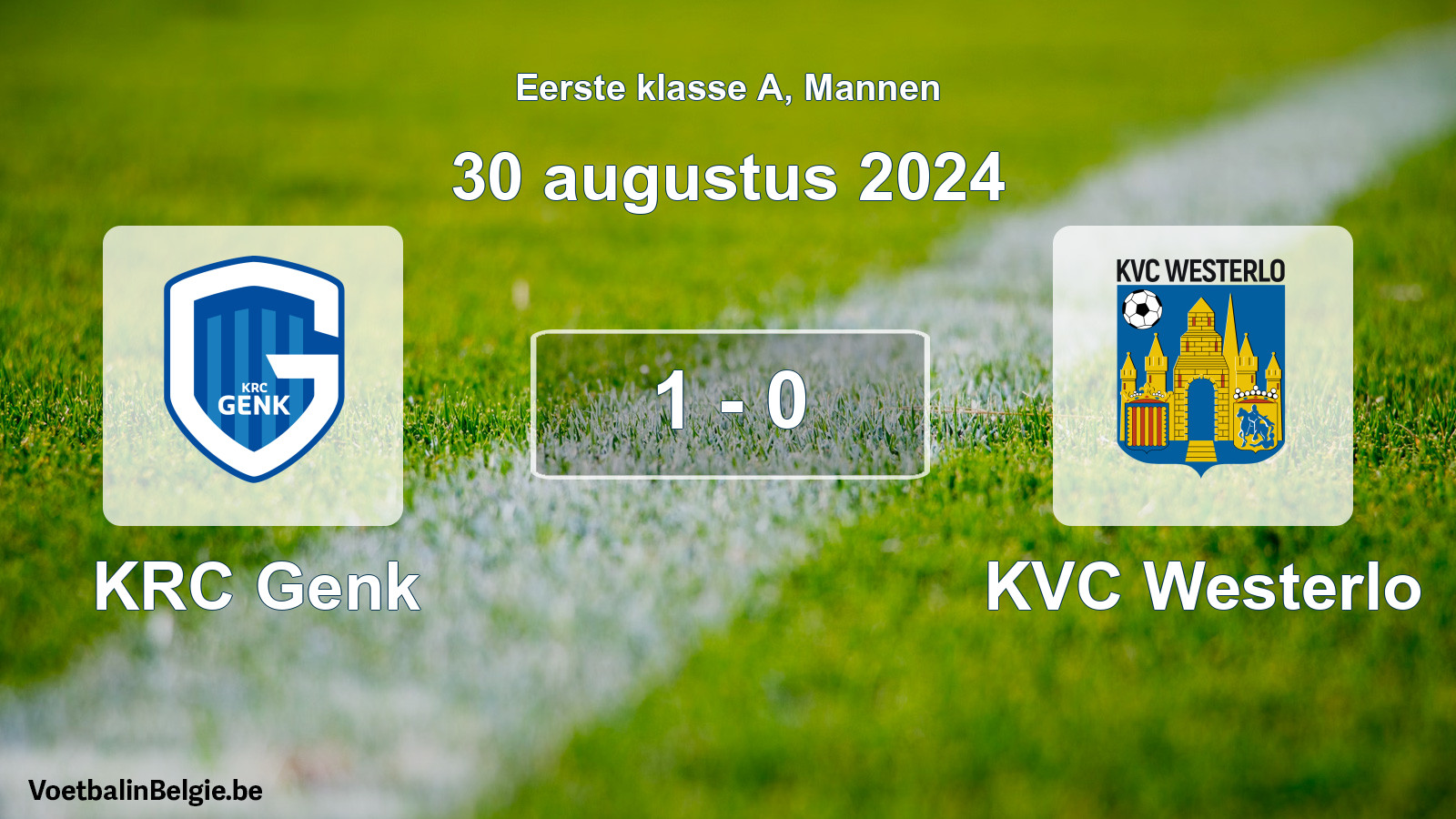 Gespeelde wedstrijd mannenvoetbal: KRC Genk - KVC Westerlo 1 - 0 (30 augustus 2024)