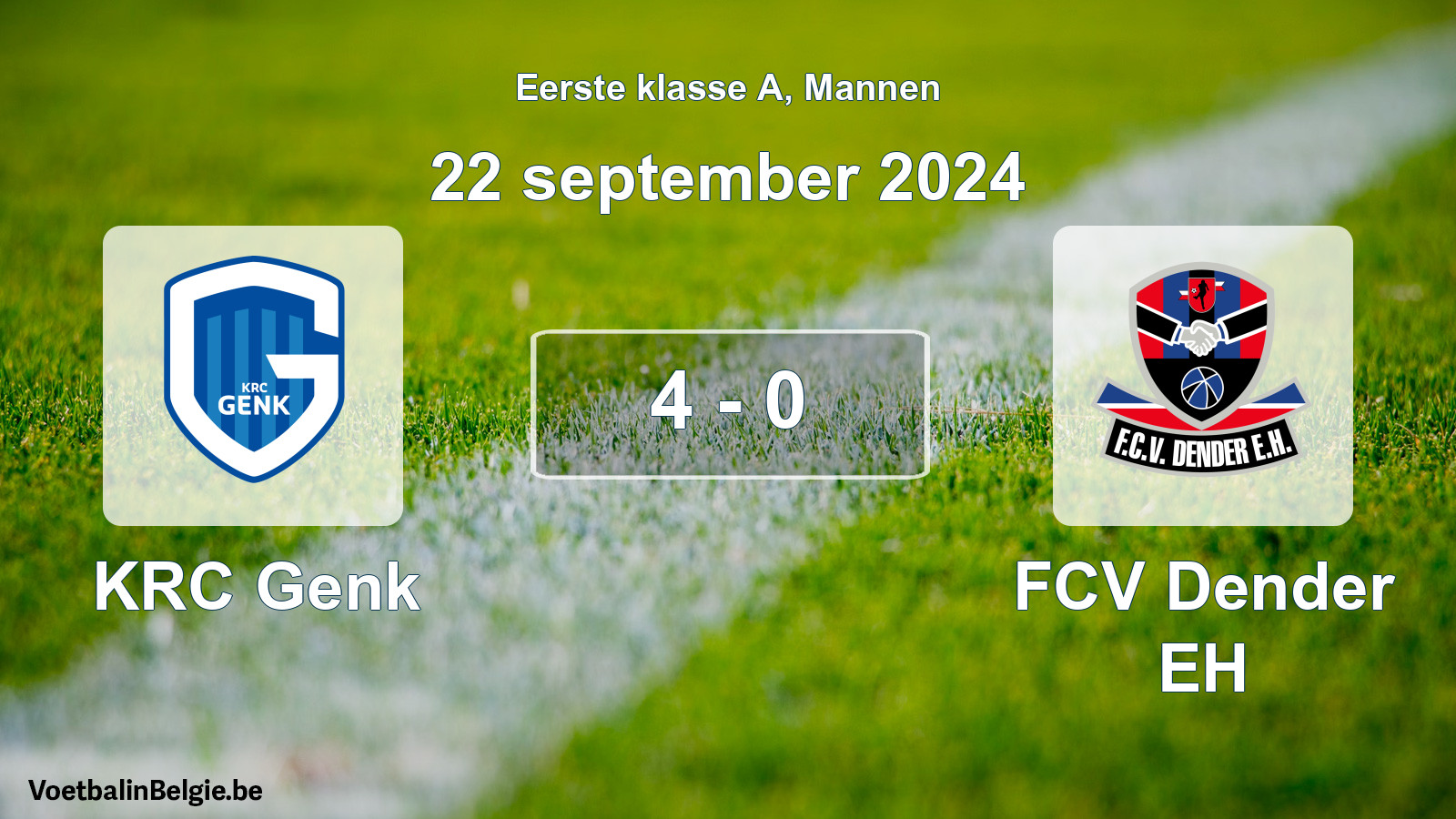Gespeelde wedstrijd mannenvoetbal: KRC Genk - FCV Dender EH 4 - 0 (22 september 2024)