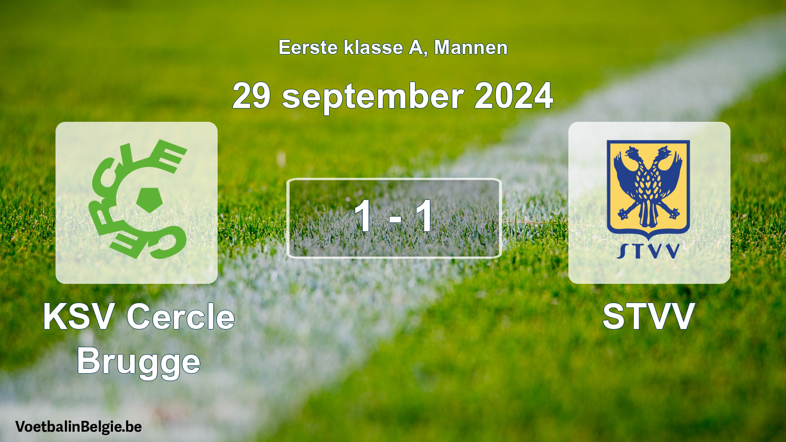 Gespeelde wedstrijd mannenvoetbal: KSV Cercle Brugge - STVV 1 - 1 (29 september 2024)