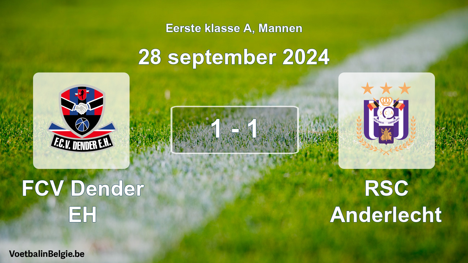 Gespeelde wedstrijd mannenvoetbal: FCV Dender EH - RSC Anderlecht 1 - 1 (28 september 2024)