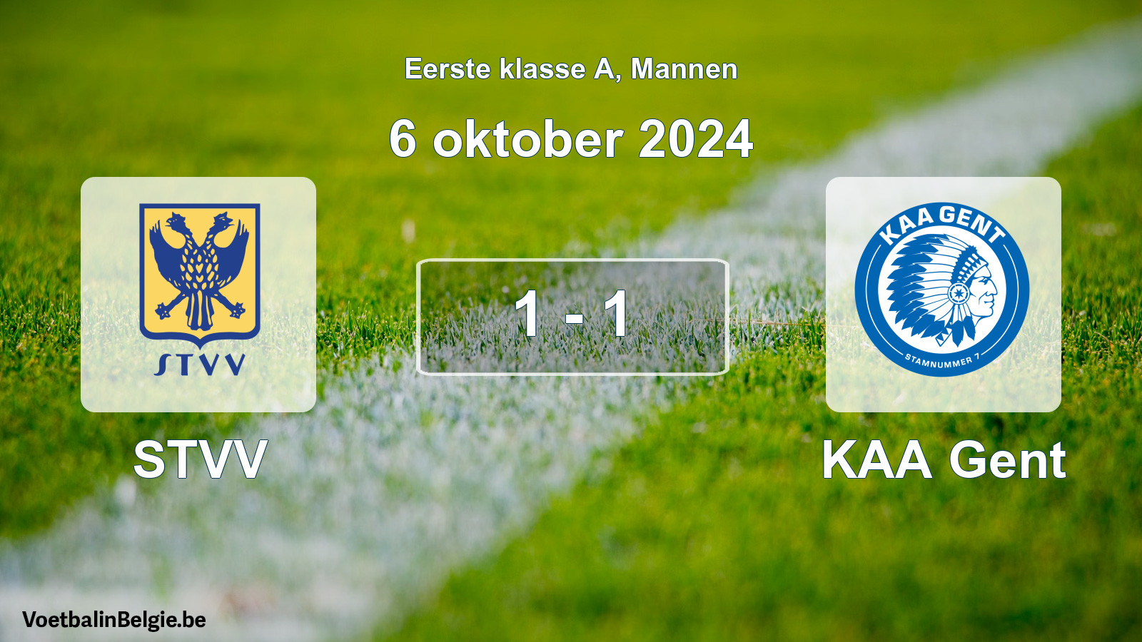 Gespeelde wedstrijd mannenvoetbal: STVV - KAA Gent 1 - 1 (6 oktober 2024)