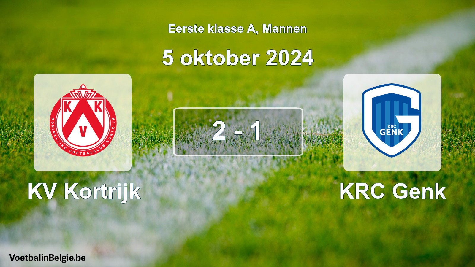 Gespeelde wedstrijd mannenvoetbal: KV Kortrijk - KRC Genk 2 - 1 (5 oktober 2024)