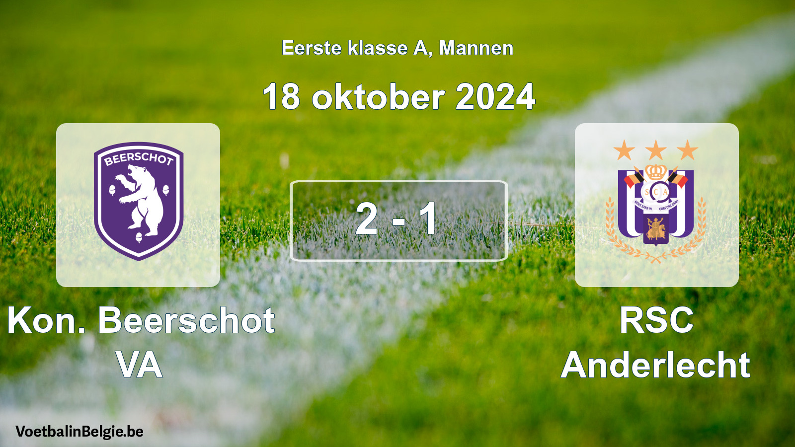 Gespeelde wedstrijd mannenvoetbal: Kon. Beerschot VA - RSC Anderlecht 2 - 1 (18 oktober 2024)