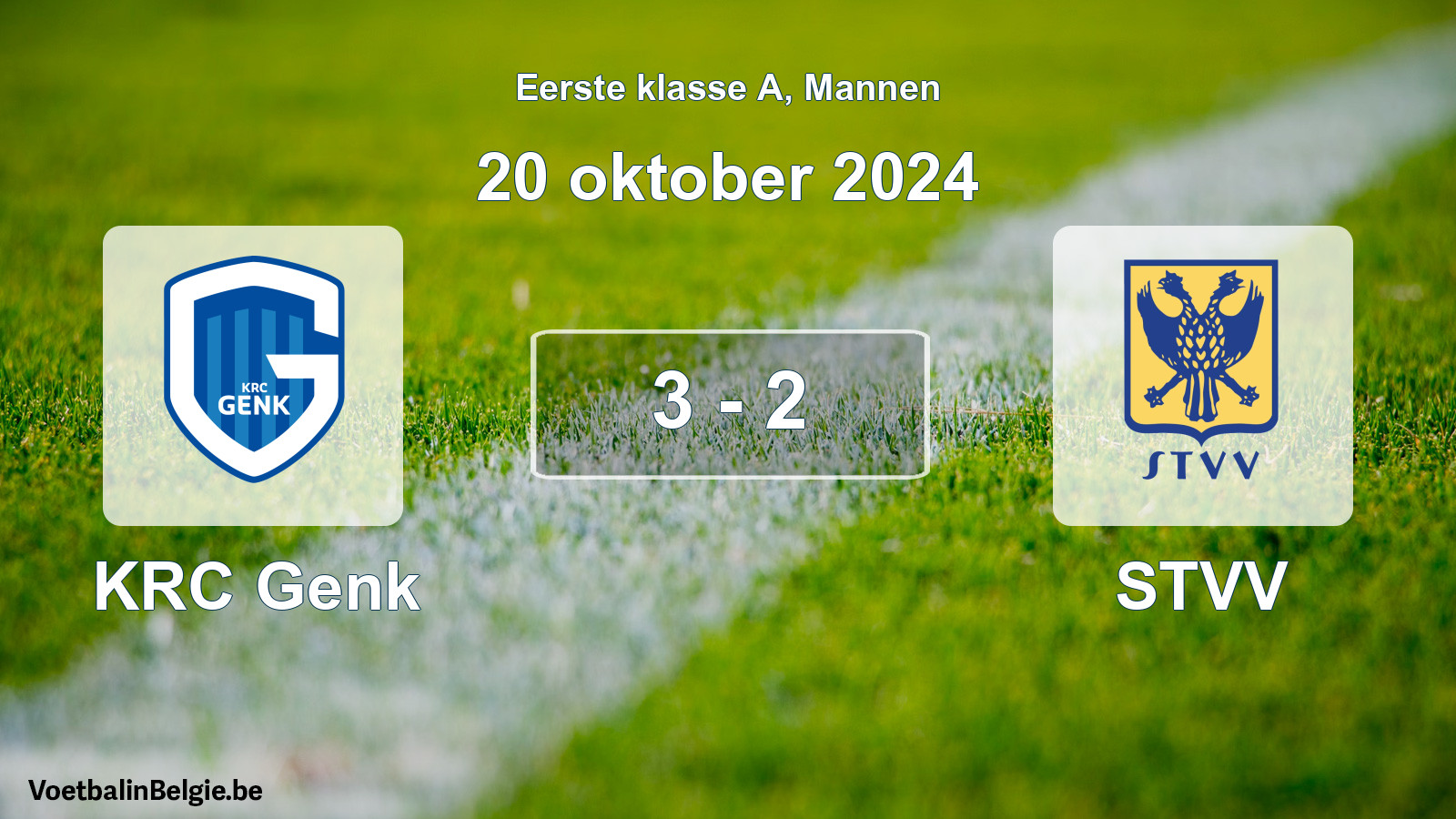 Gespeelde wedstrijd mannenvoetbal: KRC Genk - STVV 3 - 2 (20 oktober 2024)