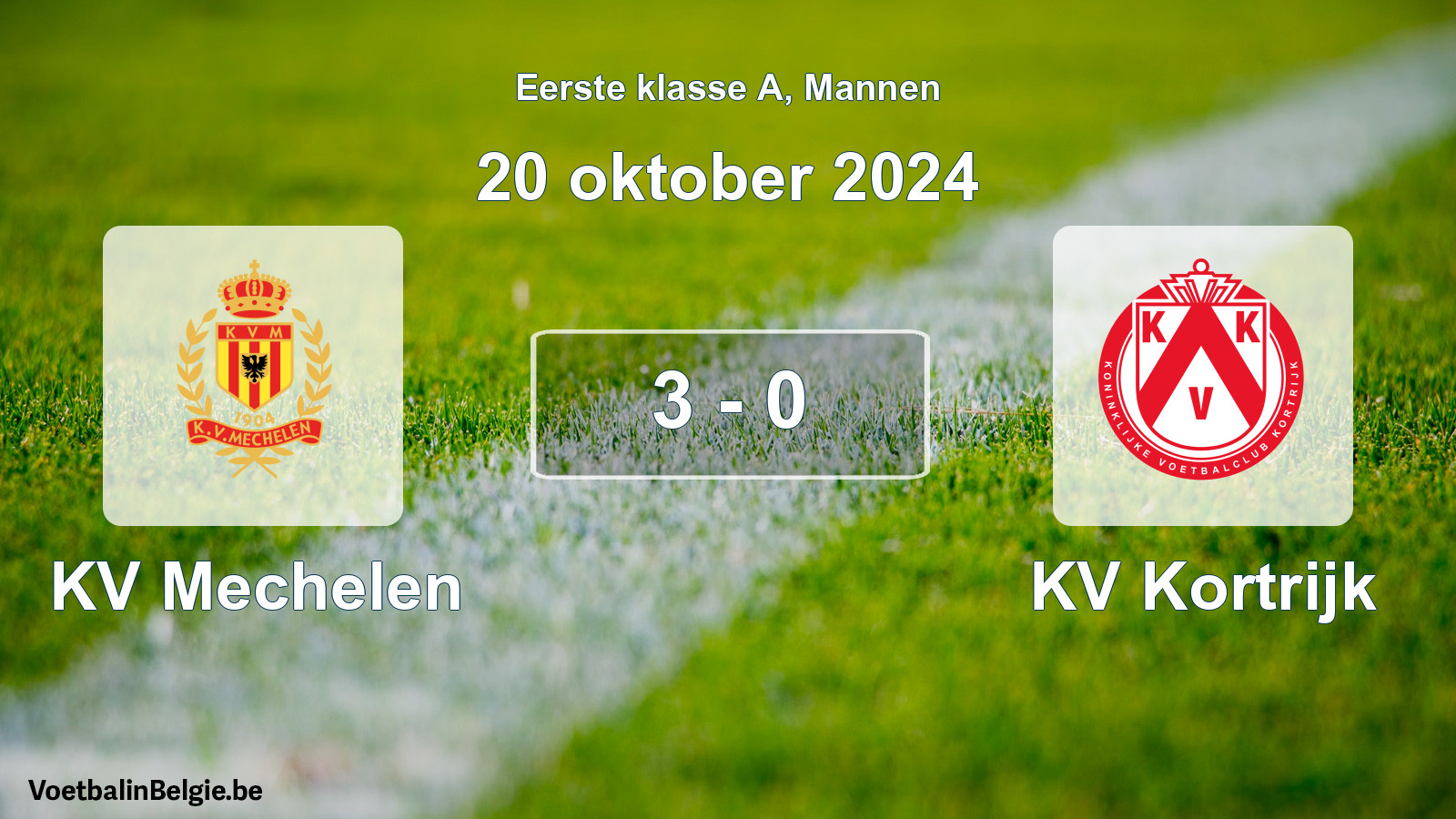 Gespeelde wedstrijd mannenvoetbal: KV Mechelen - KV Kortrijk 3 - 0 (20 oktober 2024)