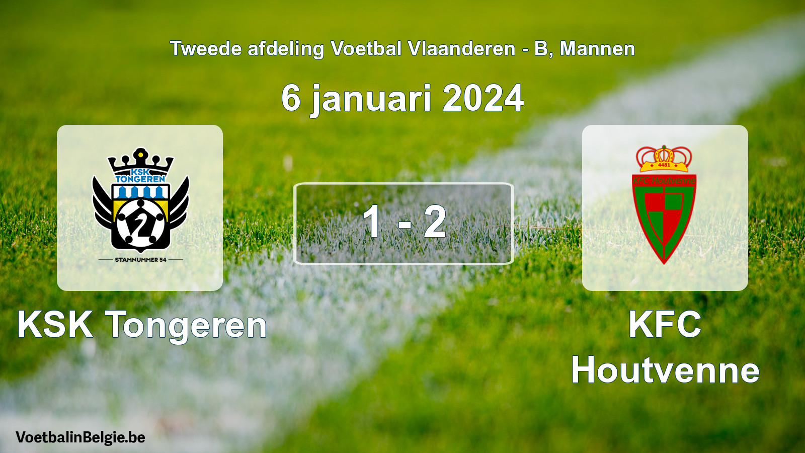 Gespeelde wedstrijd mannenvoetbal: KSK Tongeren - KFC Houtvenne 1 - 2 (6 januari 2024)