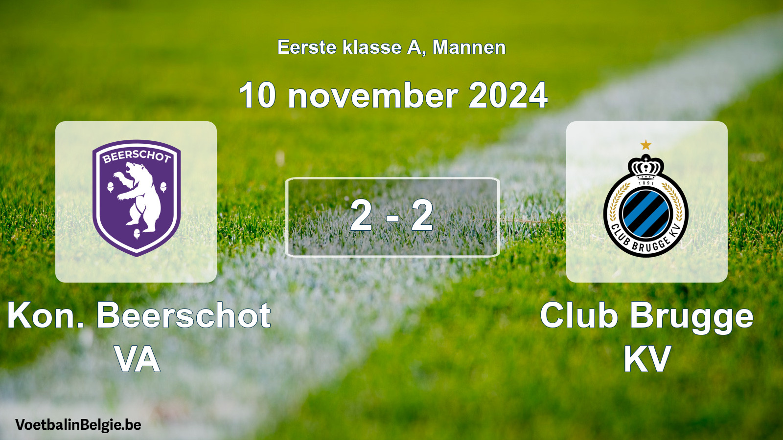 Gespeelde wedstrijd mannenvoetbal: Kon. Beerschot VA - Club Brugge KV 2 - 2 (10 november 2024)
