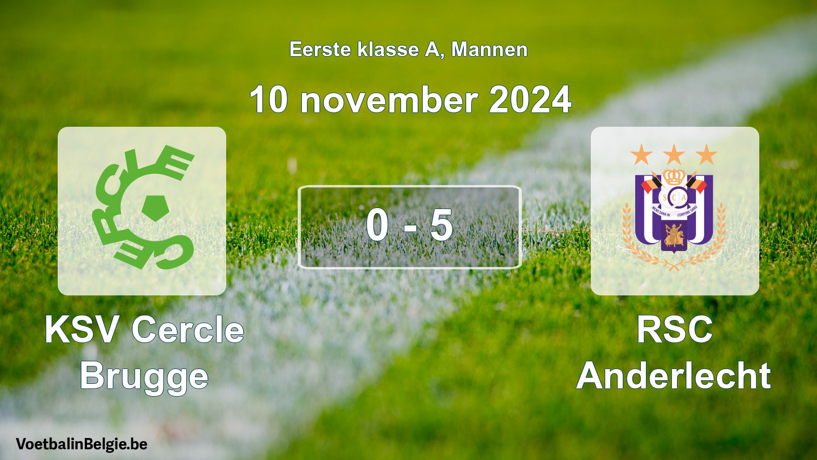Gespeelde wedstrijd mannenvoetbal: KSV Cercle Brugge - RSC Anderlecht 0 - 5 (10 november 2024)