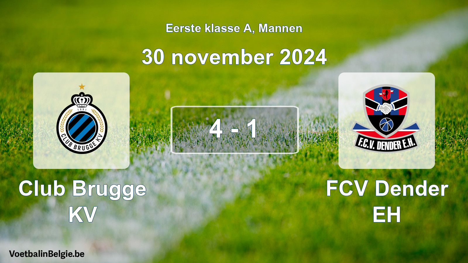 Gespeelde wedstrijd mannenvoetbal: Club Brugge KV - FCV Dender EH 4 - 1 (30 november 2024)