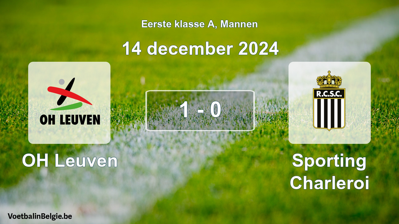 Gespeelde wedstrijd mannenvoetbal: OH Leuven - Sporting Charleroi 1 - 0 (14 december 2024)