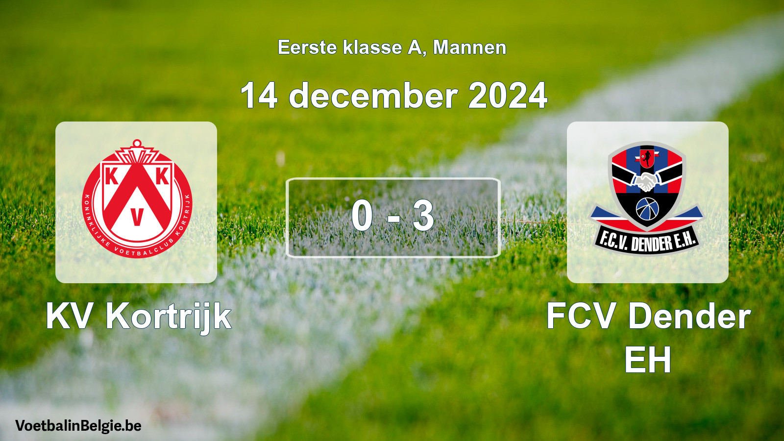 Gespeelde wedstrijd mannenvoetbal: KV Kortrijk - FCV Dender EH 0 - 3 (14 december 2024)
