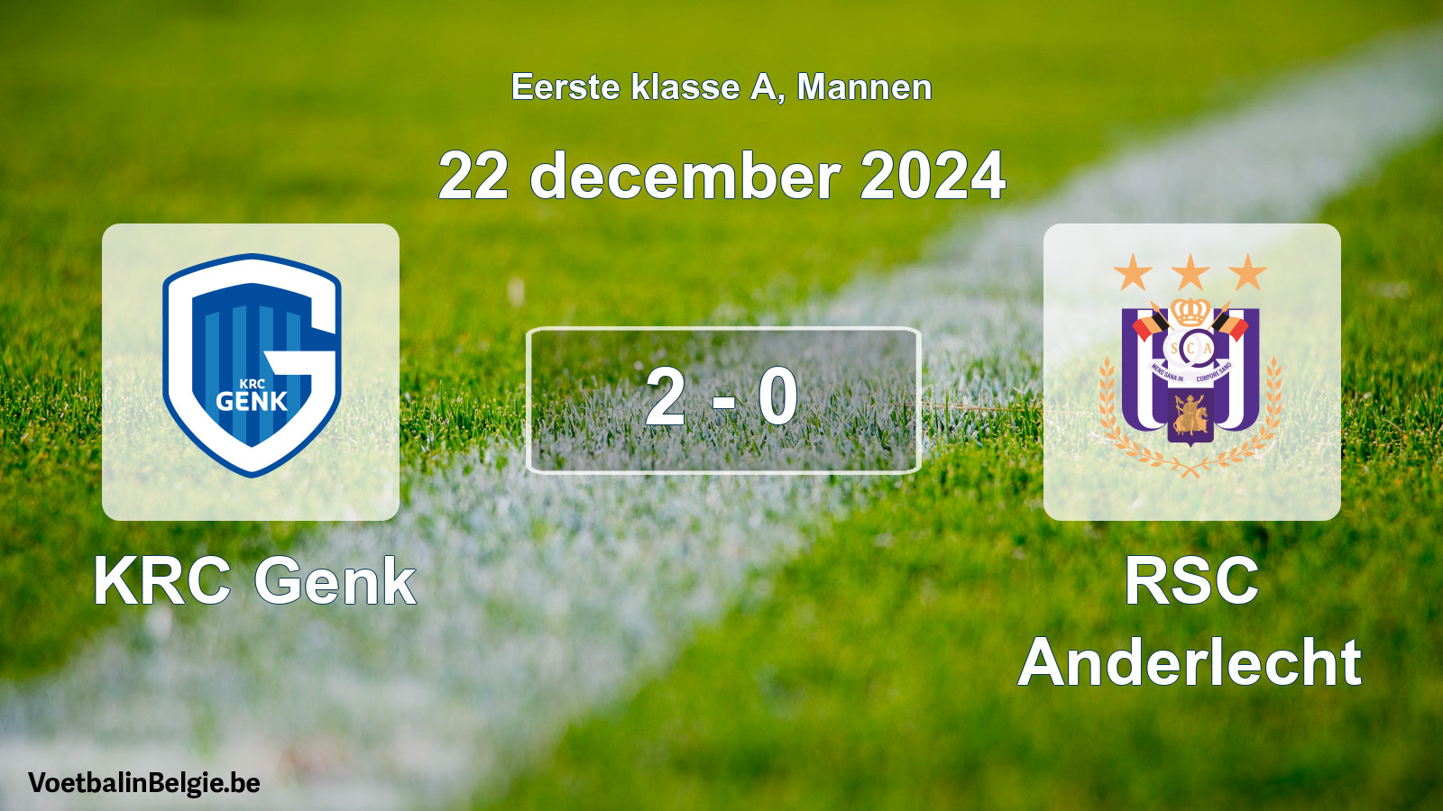 Gespeelde wedstrijd mannenvoetbal: KRC Genk - RSC Anderlecht 2 - 0 (22 december 2024)
