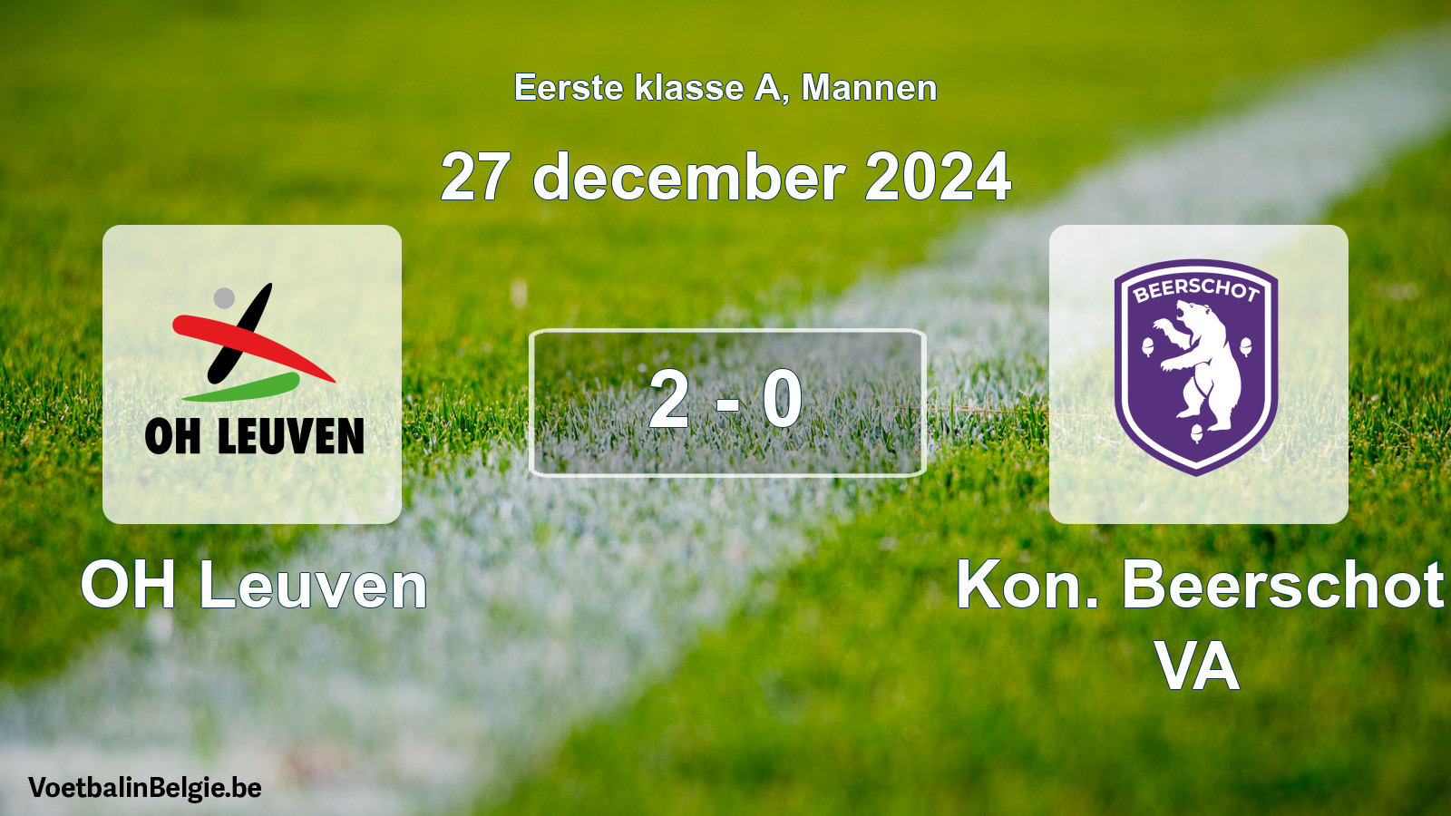 Gespeelde wedstrijd mannenvoetbal: OH Leuven - Kon. Beerschot VA 2 - 0 (27 december 2024)