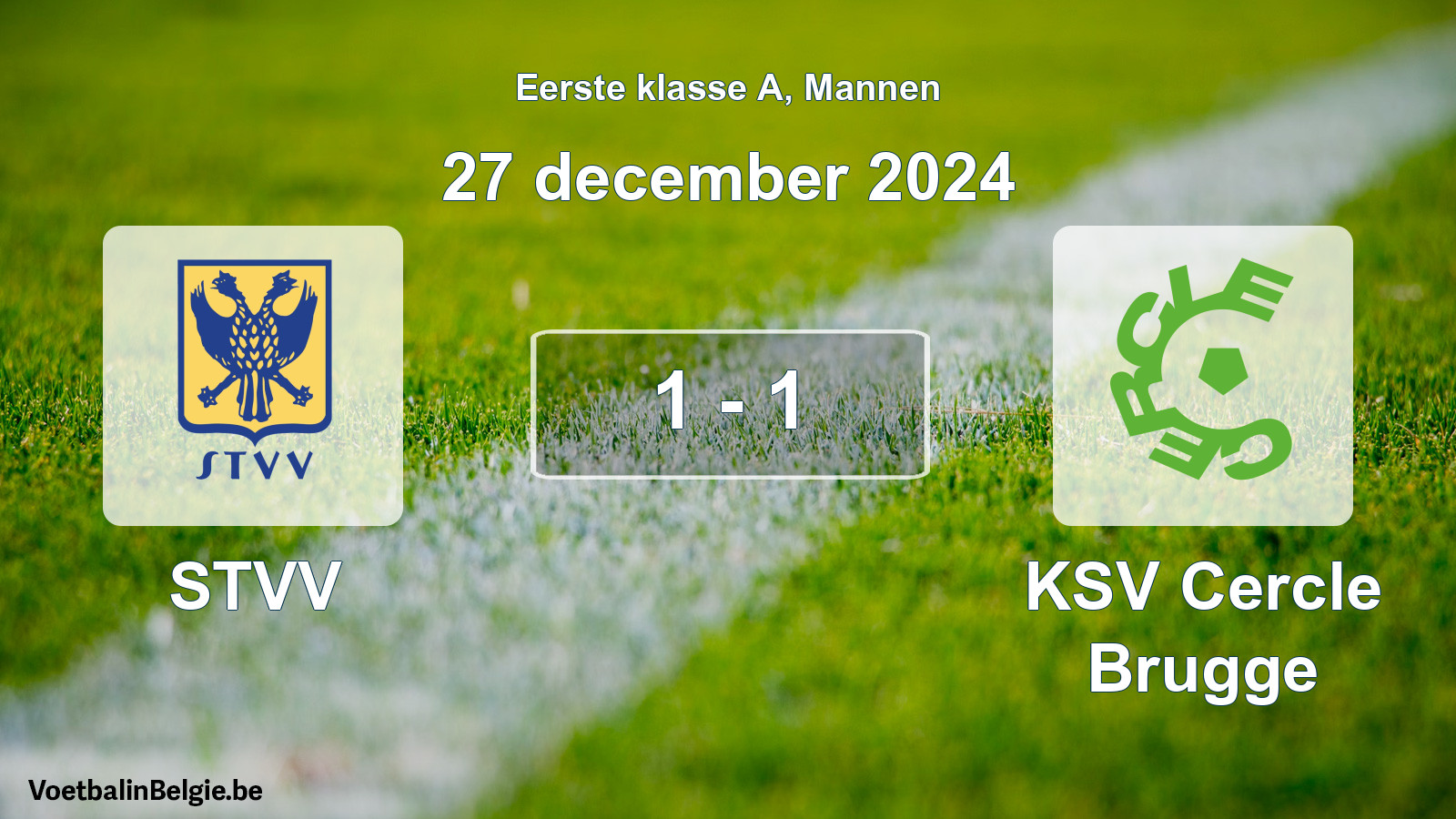 Gespeelde wedstrijd mannenvoetbal: STVV - KSV Cercle Brugge 1 - 1 (27 december 2024)