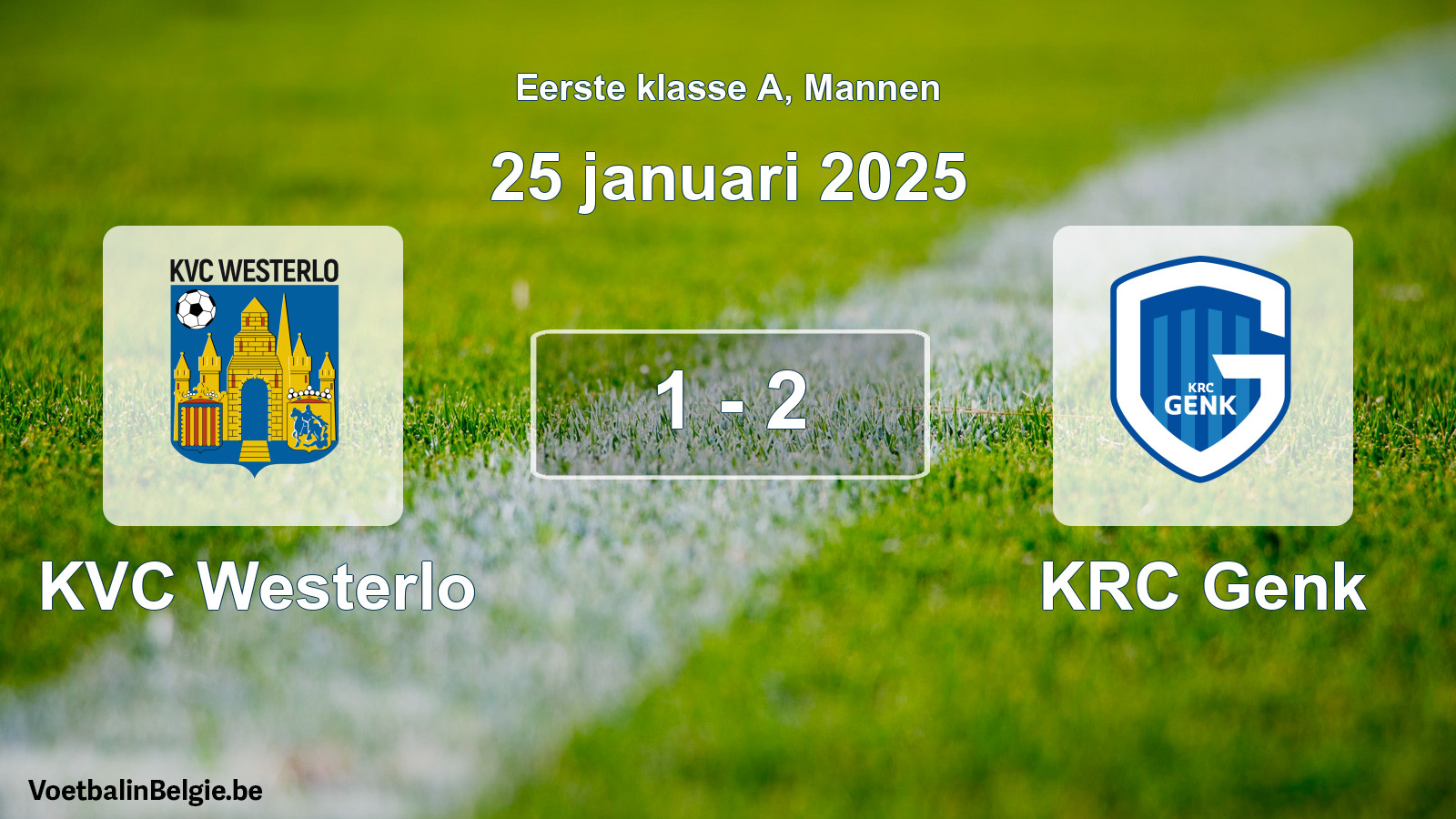 Gespeelde wedstrijd mannenvoetbal: KVC Westerlo - KRC Genk 1 - 2 (25 januari 2025)