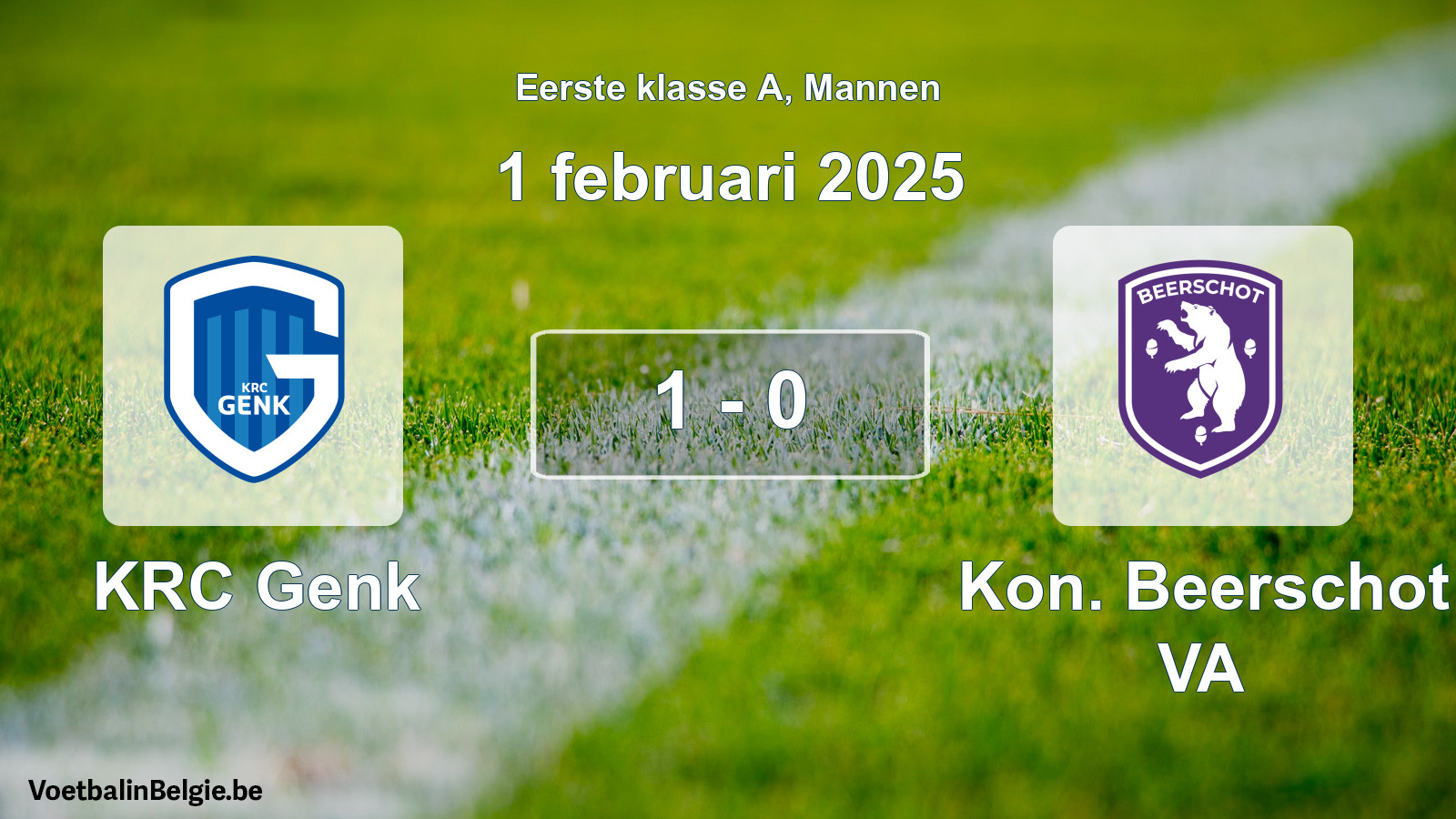 Gespeelde wedstrijd mannenvoetbal: KRC Genk - Kon. Beerschot VA 1 - 0 (1 februari 2025)
