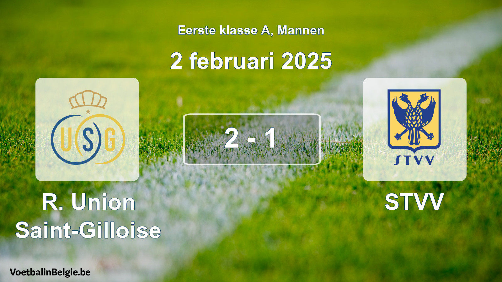 Gespeelde wedstrijd mannenvoetbal: R. Union Saint-Gilloise - STVV 2 - 1 (2 februari 2025)
