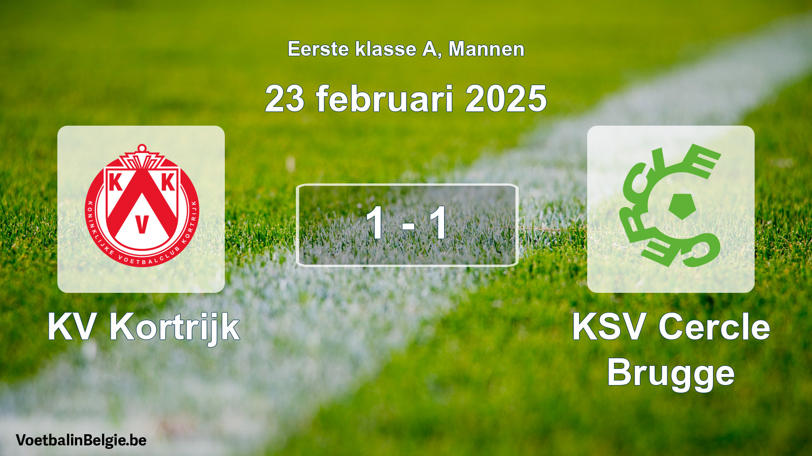 Gespeelde wedstrijd mannenvoetbal: KV Kortrijk - KSV Cercle Brugge 1 - 1 (23 februari 2025)
