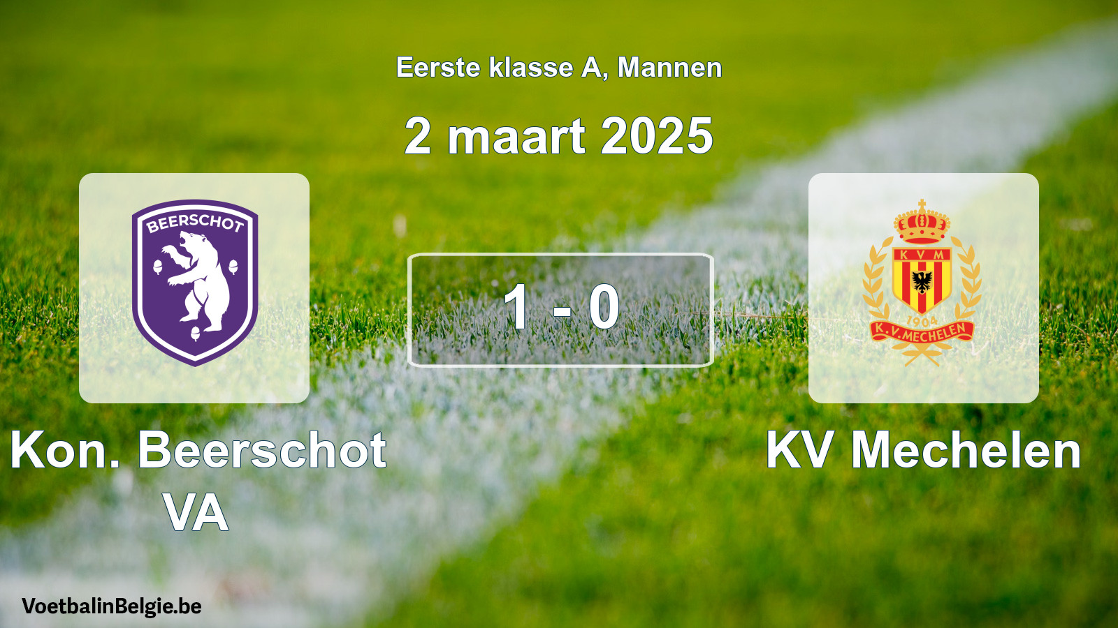 Gespeelde wedstrijd mannenvoetbal: Kon. Beerschot VA - KV Mechelen 1 - 0 (2 maart 2025)