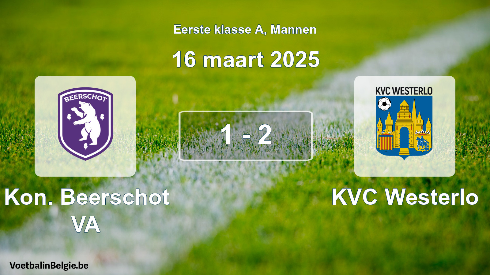Gespeelde wedstrijd mannenvoetbal: Kon. Beerschot VA - KVC Westerlo 1 - 2 (16 maart 2025)