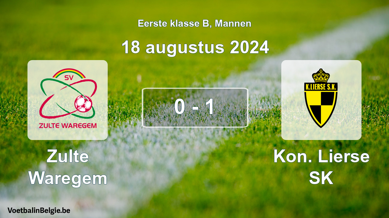 Gespeelde wedstrijd mannenvoetbal: Zulte Waregem - Kon. Lierse SK 0 - 1 (18 augustus 2024)