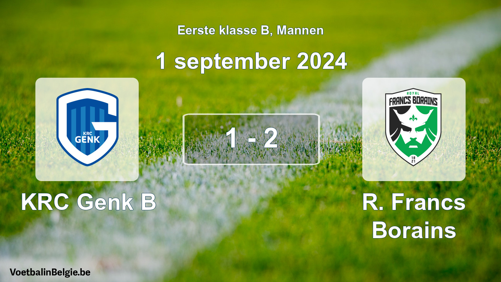 Gespeelde wedstrijd mannenvoetbal: KRC Genk B - R. Francs Borains 1 - 2 (1 september 2024)