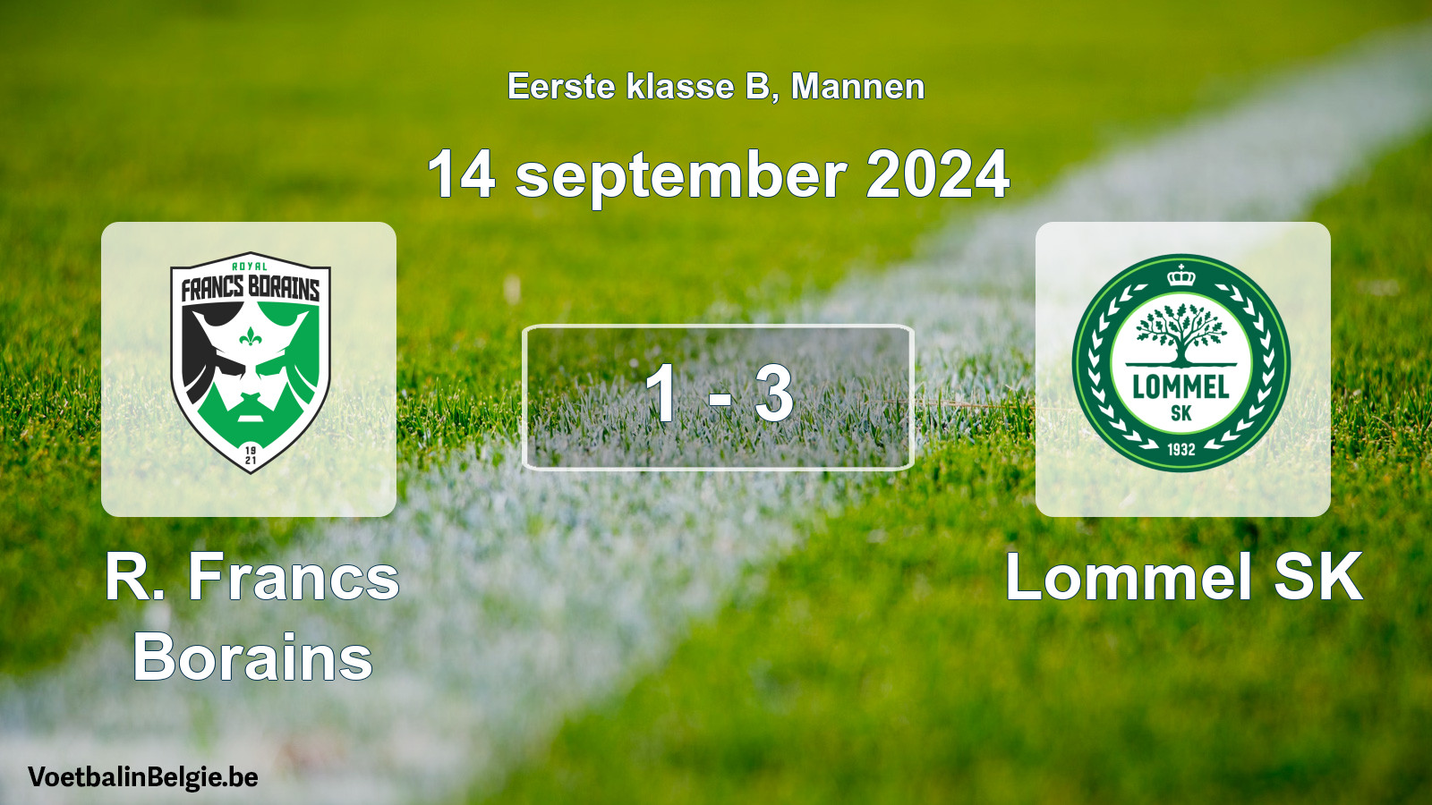 Gespeelde wedstrijd mannenvoetbal: R. Francs Borains - Lommel SK 1 - 3 (14 september 2024)