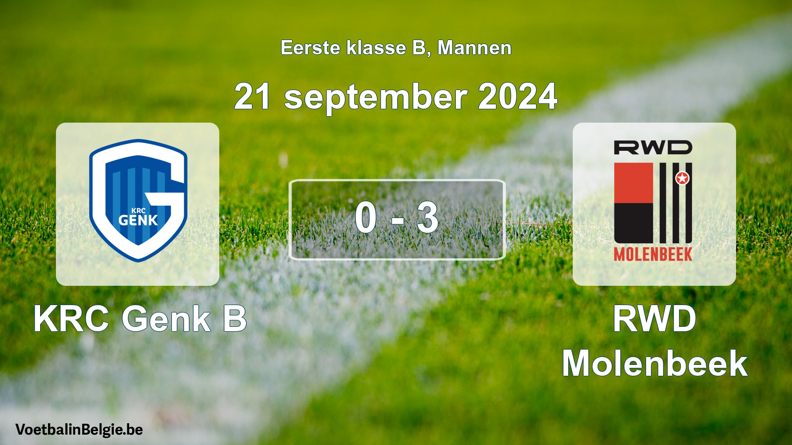 Gespeelde wedstrijd mannenvoetbal: KRC Genk B - RWD Molenbeek 0 - 3 (21 september 2024)