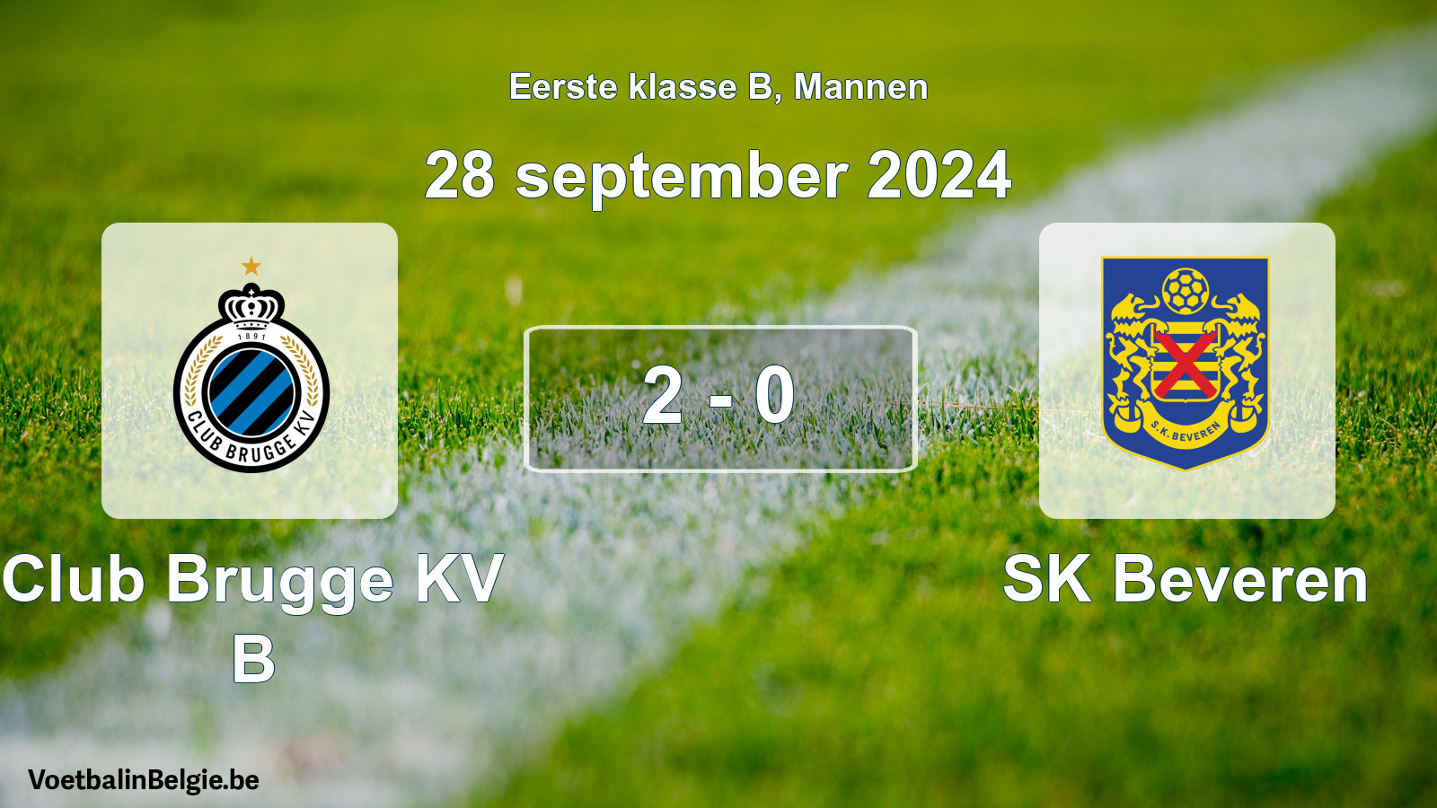 Gespeelde wedstrijd mannenvoetbal: Club Brugge KV B - SK Beveren 2 - 0 (28 september 2024)