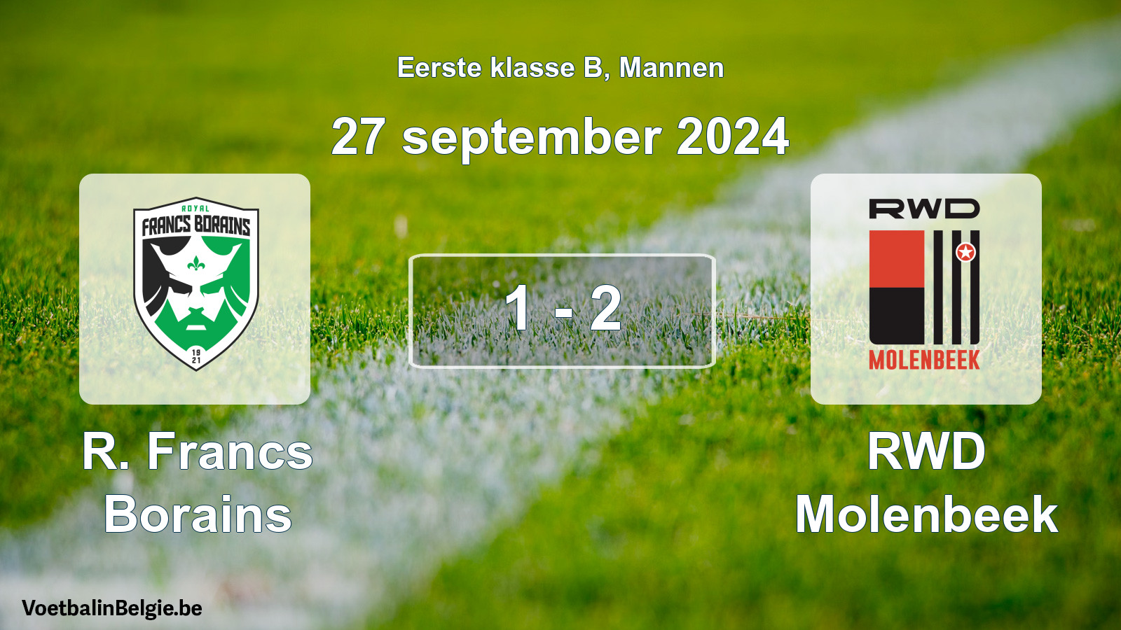 Gespeelde wedstrijd mannenvoetbal: R. Francs Borains - RWD Molenbeek 1 - 2 (27 september 2024)