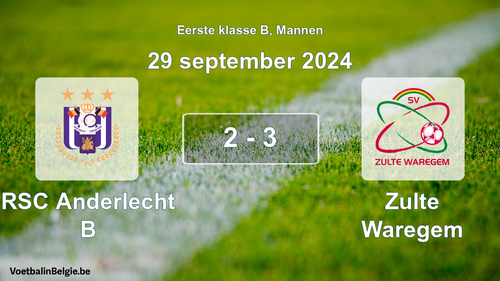 Gespeelde wedstrijd mannenvoetbal: RSC Anderlecht B - Zulte Waregem 2 - 3 (29 september 2024)