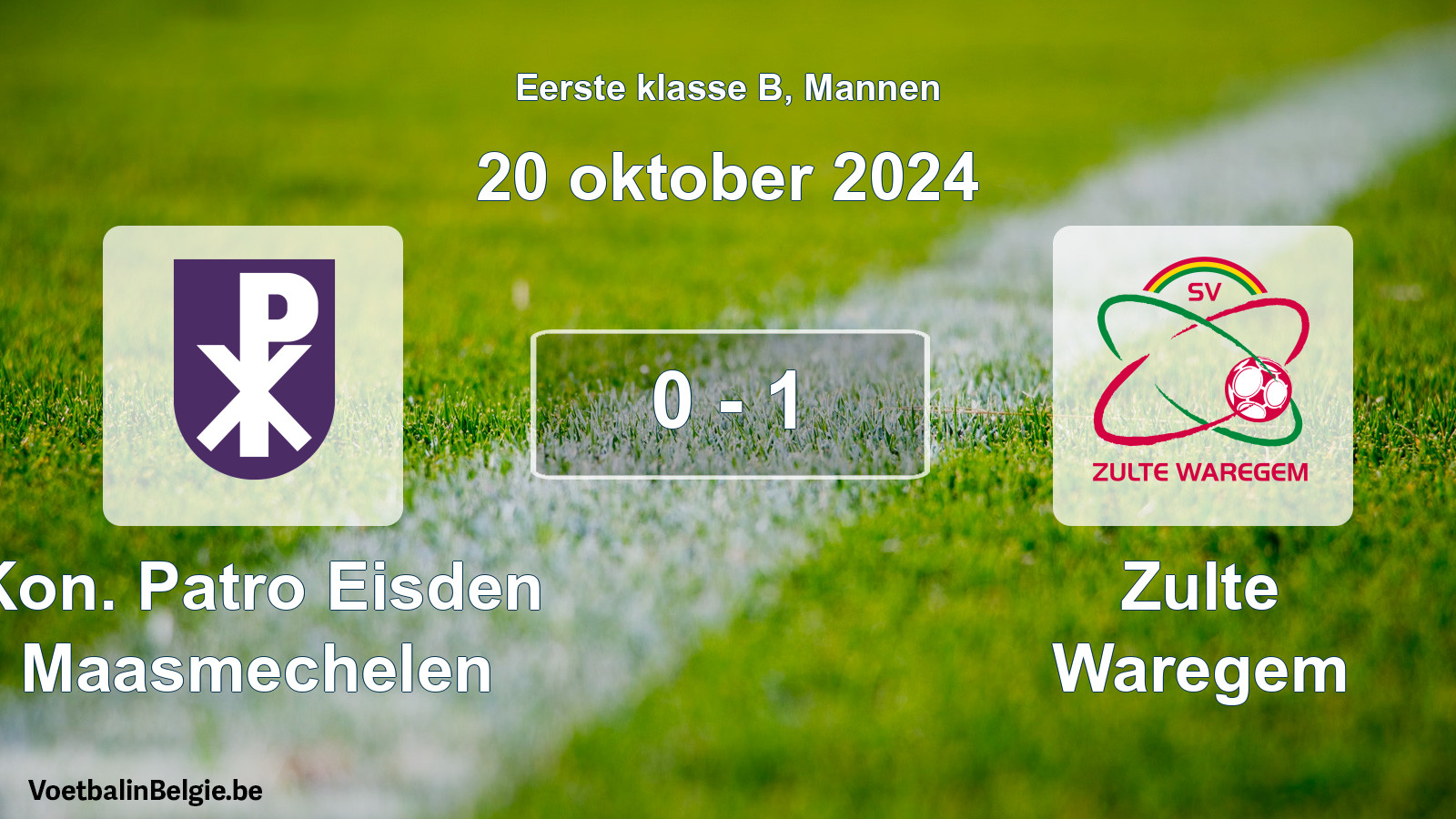 Gespeelde wedstrijd mannenvoetbal: Kon. Patro Eisden Maasmechelen - Zulte Waregem 0 - 1 (20 oktober 2024)