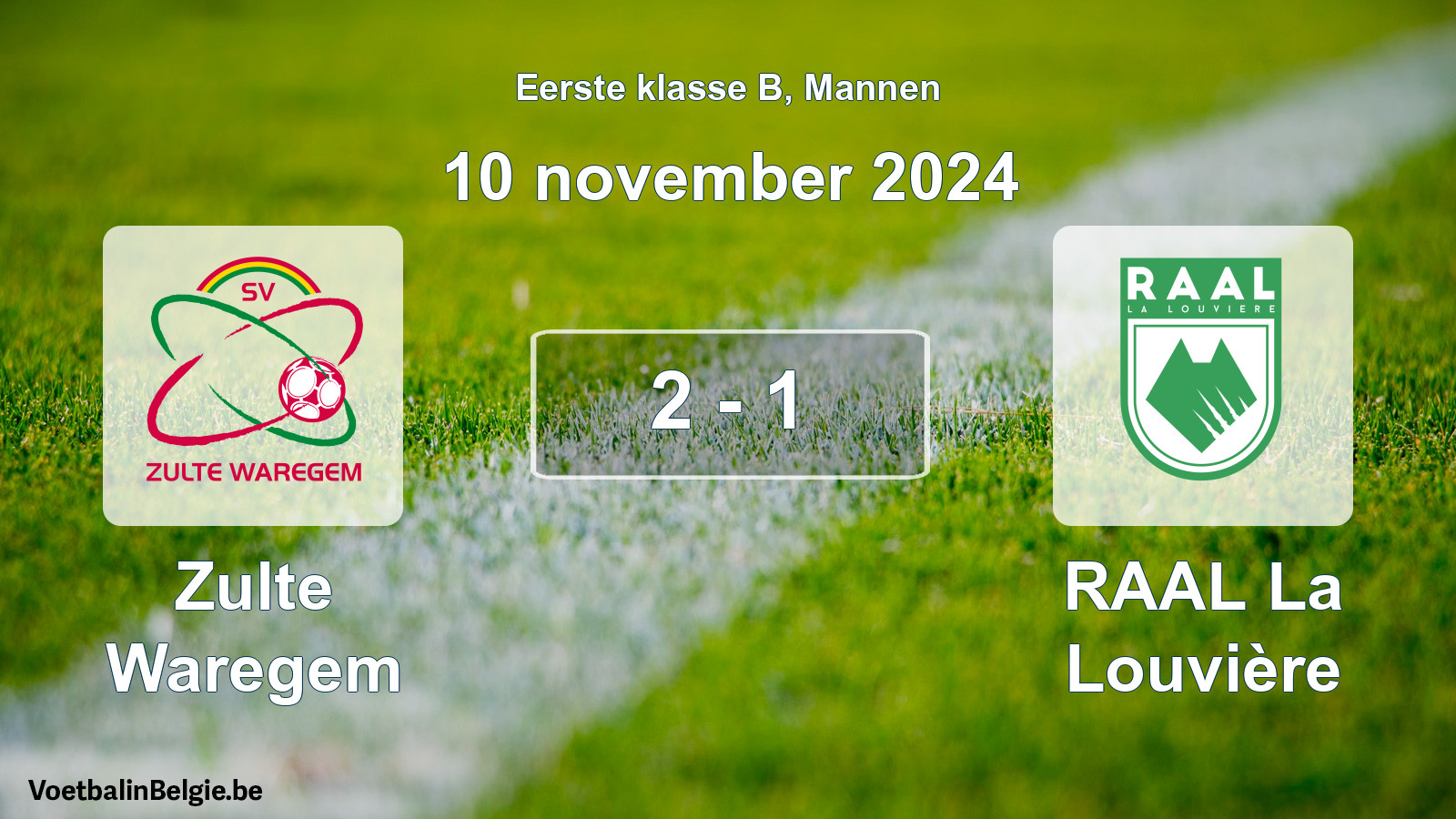 Gespeelde wedstrijd mannenvoetbal: Zulte Waregem - RAAL La Louvière 2 - 1 (10 november 2024)