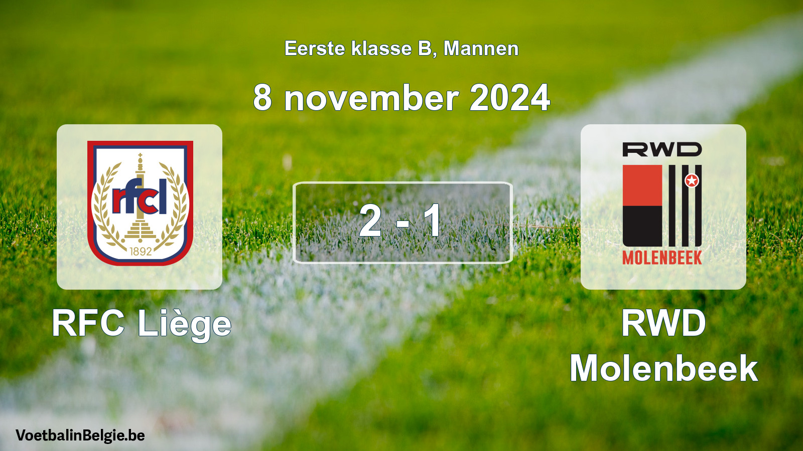Gespeelde wedstrijd mannenvoetbal: RFC Liège - RWD Molenbeek 2 - 1 (8 november 2024)
