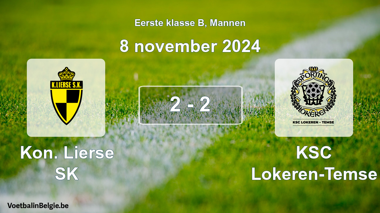 Gespeelde wedstrijd mannenvoetbal: Kon. Lierse SK - KSC Lokeren-Temse 2 - 2 (8 november 2024)