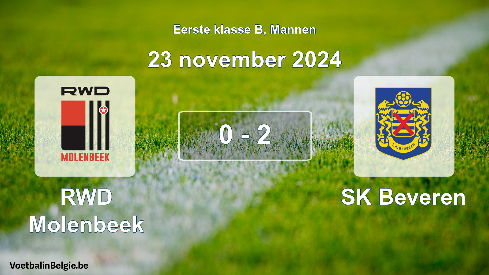 Gespeelde wedstrijd mannenvoetbal: RWD Molenbeek - SK Beveren 0 - 2 (23 november 2024)