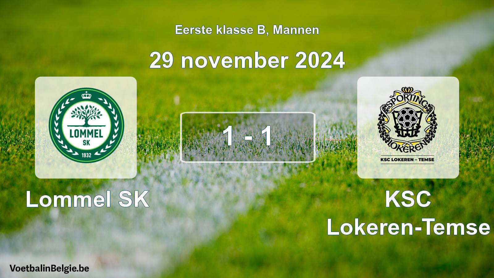 Gespeelde wedstrijd mannenvoetbal: Lommel SK - KSC Lokeren-Temse 1 - 1 (29 november 2024)