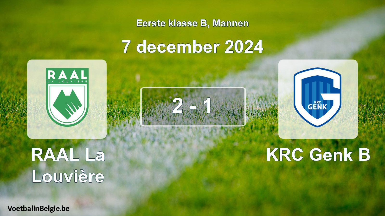 Gespeelde wedstrijd mannenvoetbal: RAAL La Louvière - KRC Genk B 2 - 1 (7 december 2024)