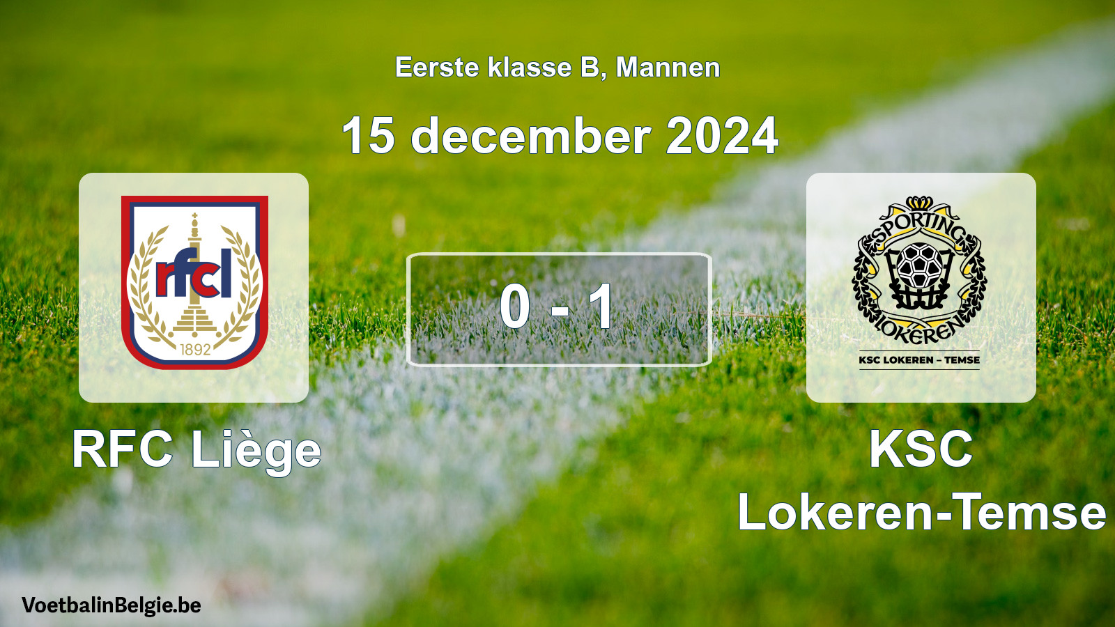 Gespeelde wedstrijd mannenvoetbal: RFC Liège - KSC Lokeren-Temse 0 - 1 (15 december 2024)