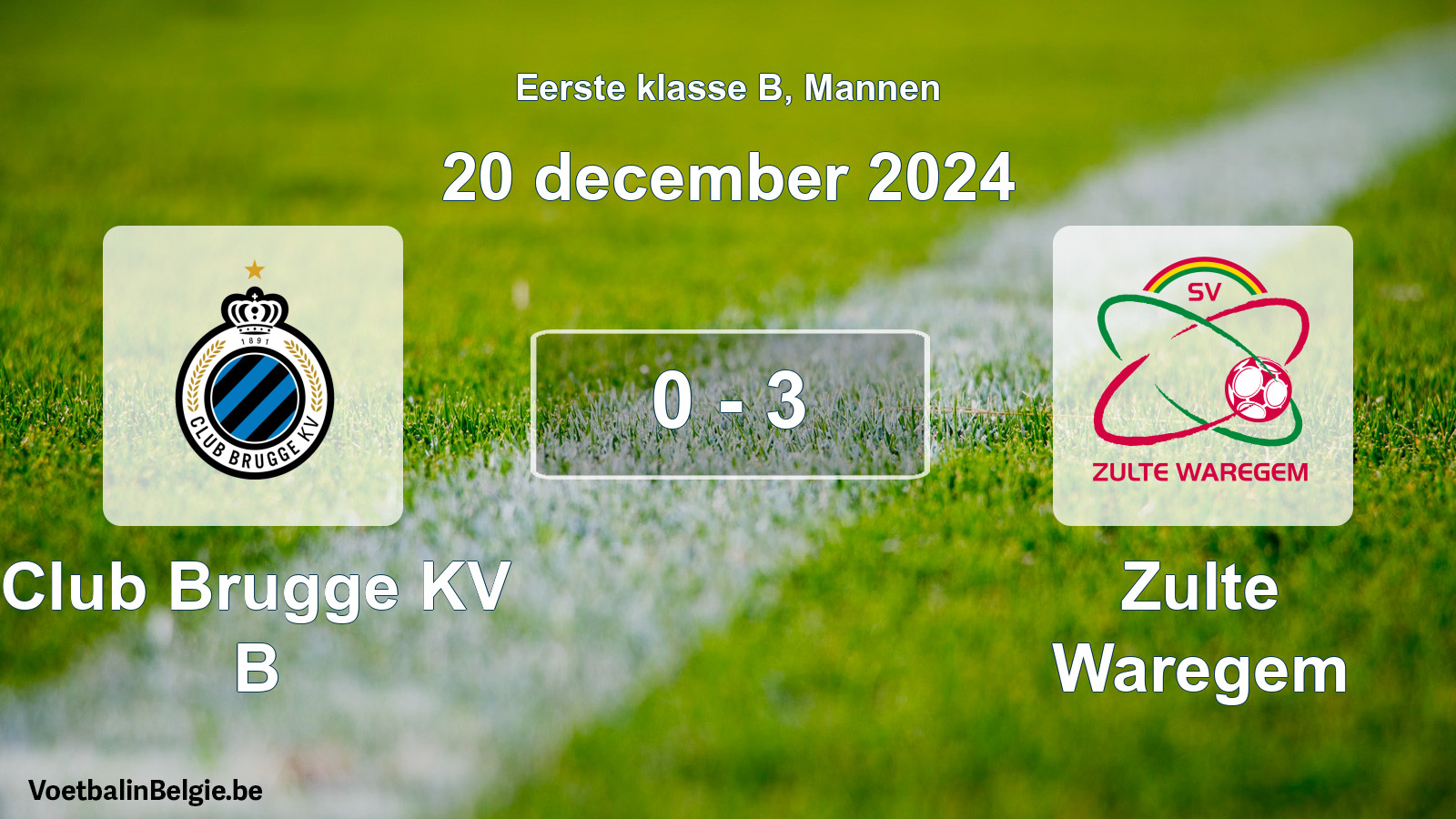 Gespeelde wedstrijd mannenvoetbal: Club Brugge KV B - Zulte Waregem 0 - 3 (20 december 2024)